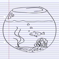 Simple doodle of a goldfish bowl N6