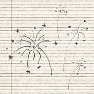 Set of cartoon style fireworks N7