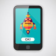robot concept flat icon with long shadow eps10 N3
