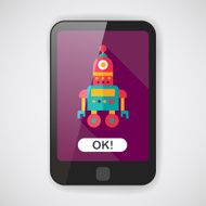 robot concept flat icon with long shadow eps10 N7