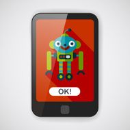 robot concept flat icon with long shadow eps10 N9