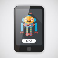 robot concept flat icon with long shadow eps10 N10