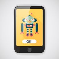 robot concept flat icon with long shadow eps10 N12