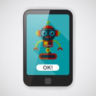 robot concept flat icon with long shadow eps10 N13