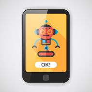 robot concept flat icon with long shadow eps10 N14