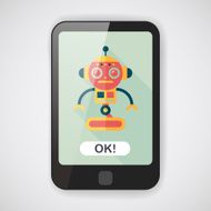 robot concept flat icon with long shadow eps10 N16