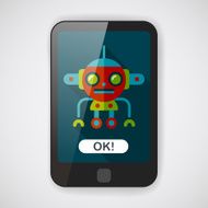 robot concept flat icon with long shadow eps10 N21