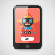 robot concept flat icon with long shadow eps10 N22