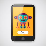 robot concept flat icon with long shadow eps10 N23