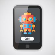 robot concept flat icon with long shadow eps10 N26