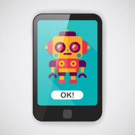 robot concept flat icon with long shadow eps10 N27