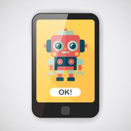 robot concept flat icon with long shadow eps10 N28