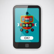 robot concept flat icon with long shadow eps10 N29