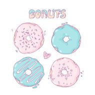 Set of Hand drawn donuts isolated in vector Sweet lettering