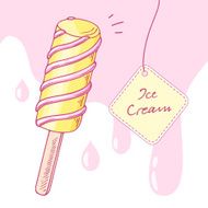 Hand drawn twisted fruity popsicle with sweet drops