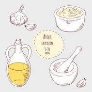 Aioli sauce recipe illustration in vector