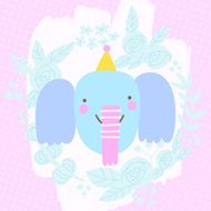 Cute Happy Birthday Elephant in funny hat