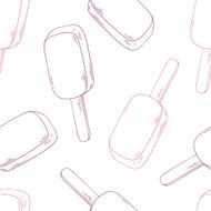 Hand drawn ice cream seamless pattern in outline style