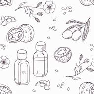 Healing oils outline seamless pattern Healthy background