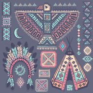 Vintage set of native American symbols