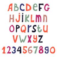 Vector hand drawn alphabet isolated on white background N2