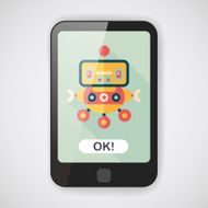 robot concept flat icon with long shadow eps10 N32