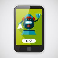 robot concept flat icon with long shadow eps10 N33