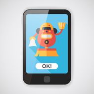 robot concept flat icon with long shadow eps10 N34