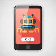 robot concept flat icon with long shadow eps10 N38