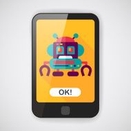robot concept flat icon with long shadow eps10 N39