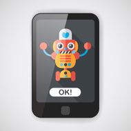 robot concept flat icon with long shadow eps10 N42