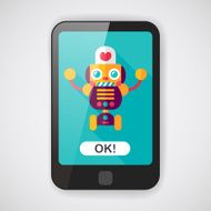 robot concept flat icon with long shadow eps10 N43