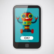 robot concept flat icon with long shadow eps10 N45
