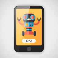 robot concept flat icon with long shadow eps10 N46