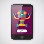 robot concept flat icon with long shadow eps10 N47