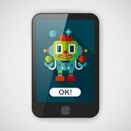 robot concept flat icon with long shadow eps10 N53