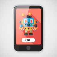 robot concept flat icon with long shadow eps10 N54