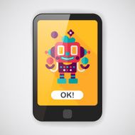 robot concept flat icon with long shadow eps10 N55