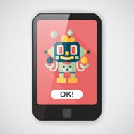 robot concept flat icon with long shadow eps10 N56