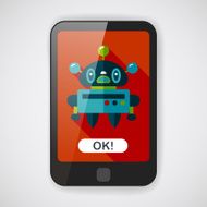 robot concept flat icon with long shadow eps10 N57