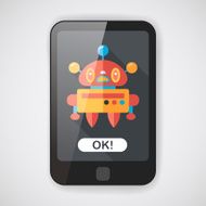 robot concept flat icon with long shadow eps10 N58