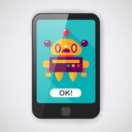 robot concept flat icon with long shadow eps10 N59