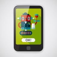 robot concept flat icon with long shadow eps10 N65