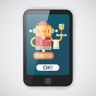 robot concept flat icon with long shadow eps10 N68
