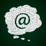 Simple doodle of an email at sign thought bubble N2
