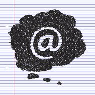 Simple doodle of an email at sign thought bubble N3