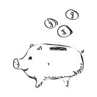 Simple doodle of a piggy bank N3