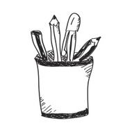 Simple doodle of a pencil pot N2