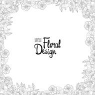 Floral border made with sketchy flowers N5