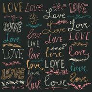 Set of hand-written words Love lettering